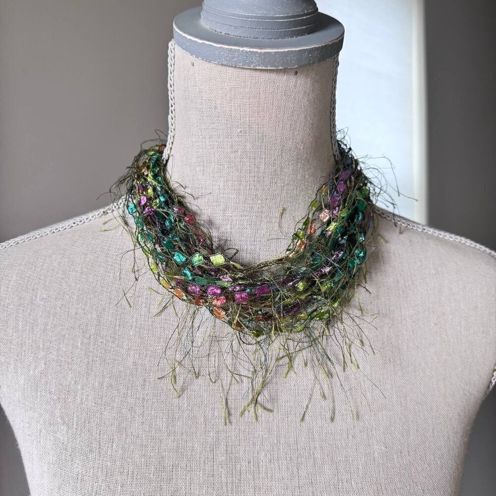 NWT! Neckfluffs by Louise Boho Fun and Unique Necklace  in Green